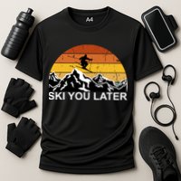 Ski You Later Skiing Retro Sunset Mountain Cooling Performance Crew T-Shirt
