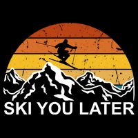 Ski You Later Skiing Retro Sunset Mountain Hoodie