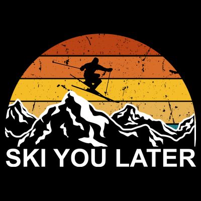 Ski You Later Skiing Retro Sunset Mountain T-Shirt