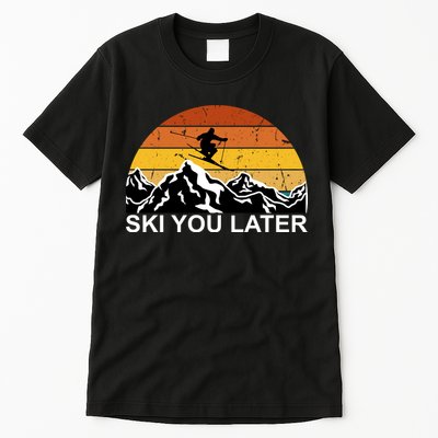 Ski You Later Skiing Retro Sunset Mountain Tall T-Shirt