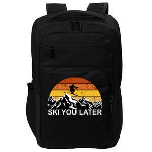 Ski You Later Skiing Retro Sunset Mountain Impact Tech Backpack