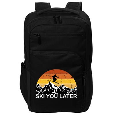 Ski You Later Skiing Retro Sunset Mountain Impact Tech Backpack