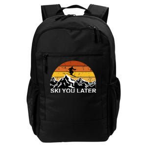 Ski You Later Skiing Retro Sunset Mountain Daily Commute Backpack