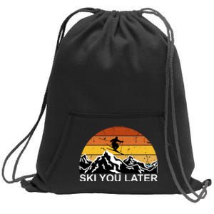 Ski You Later Skiing Retro Sunset Mountain Sweatshirt Cinch Pack Bag