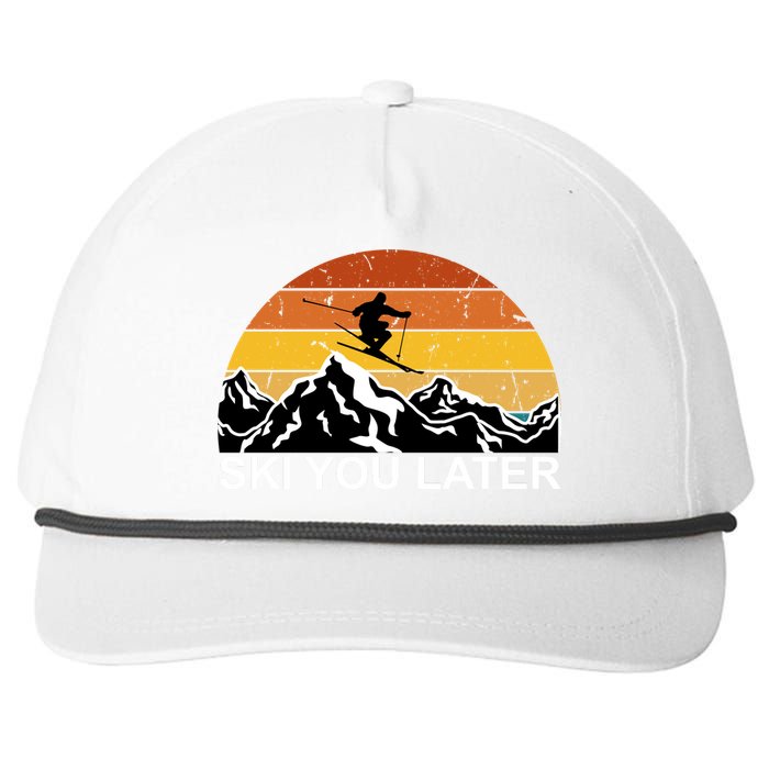 Ski You Later Skiing Retro Sunset Mountain Snapback Five-Panel Rope Hat