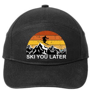 Ski You Later Skiing Retro Sunset Mountain 7-Panel Snapback Hat