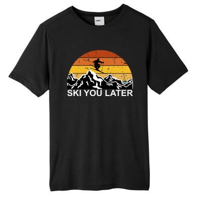 Ski You Later Skiing Retro Sunset Mountain Tall Fusion ChromaSoft Performance T-Shirt