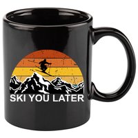 Ski You Later Skiing Retro Sunset Mountain 11oz C Handle Ceramic Mug