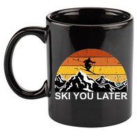 Ski You Later Skiing Retro Sunset Mountain 11oz C Handle Ceramic Mug