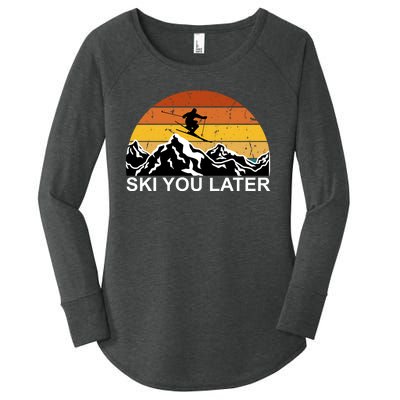 Ski You Later Skiing Retro Sunset Mountain Women's Perfect Tri Tunic Long Sleeve Shirt