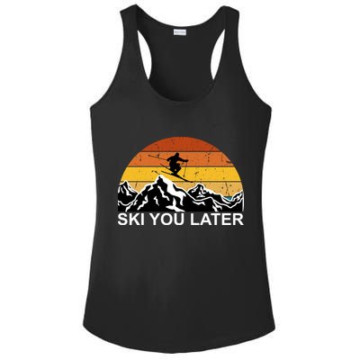 Ski You Later Skiing Retro Sunset Mountain Ladies PosiCharge Competitor Racerback Tank