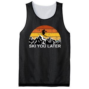 Ski You Later Skiing Retro Sunset Mountain Mesh Reversible Basketball Jersey Tank