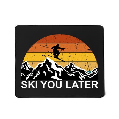 Ski You Later Skiing Retro Sunset Mountain Mousepad