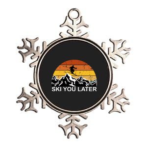 Ski You Later Skiing Retro Sunset Mountain Metallic Star Ornament