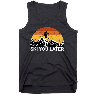 Ski You Later Skiing Retro Sunset Mountain Tank Top