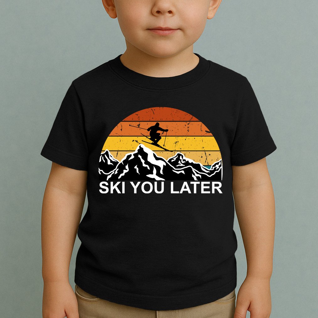 Ski You Later Skiing Retro Sunset Mountain Toddler T-Shirt