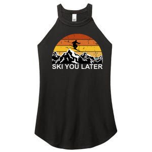 Ski You Later Skiing Retro Sunset Mountain Women's Perfect Tri Rocker Tank