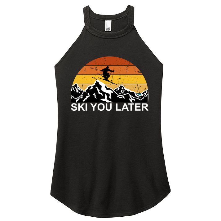 Ski You Later Skiing Retro Sunset Mountain Women's Perfect Tri Rocker Tank