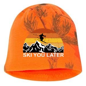 Ski You Later Skiing Retro Sunset Mountain Kati - Camo Knit Beanie