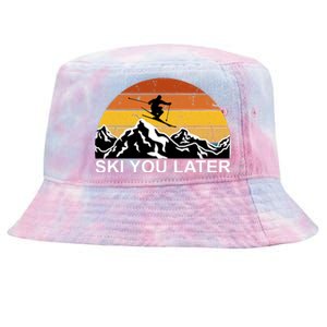 Ski You Later Skiing Retro Sunset Mountain Tie-Dyed Bucket Hat