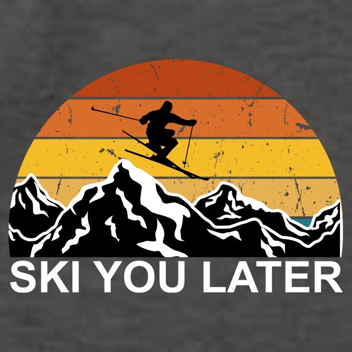 Ski You Later Skiing Retro Sunset Mountain Vector Backpack