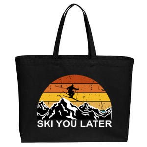 Ski You Later Skiing Retro Sunset Mountain Cotton Canvas Jumbo Tote