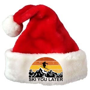 Ski You Later Skiing Retro Sunset Mountain Premium Christmas Santa Hat