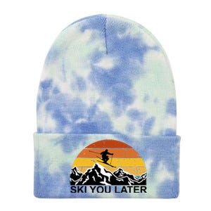 Ski You Later Skiing Retro Sunset Mountain Tie Dye 12in Knit Beanie