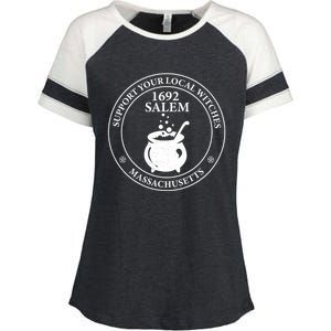 Support Your Local Witches The 1692 Witch Trials Of Salem Funny Gift Enza Ladies Jersey Colorblock Tee