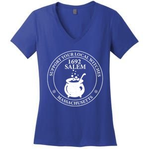 Support Your Local Witches The 1692 Witch Trials Of Salem Funny Gift Women's V-Neck T-Shirt