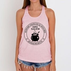 Support Your Local Witches The 1692 Witch Trials Of Salem Funny Gift Women's Knotted Racerback Tank