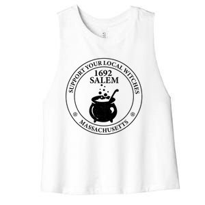 Support Your Local Witches The 1692 Witch Trials Of Salem Funny Gift Women's Racerback Cropped Tank