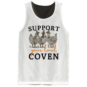 Support Your Local Coven Funny Farm Witch Chicken Halloween Mesh Reversible Basketball Jersey Tank