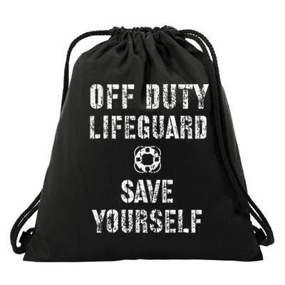 Save Yourself Lifeguard Swimming Pool Guard Off Duty Red Drawstring Bag