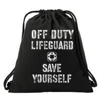 Save Yourself Lifeguard Swimming Pool Guard Off Duty Red Drawstring Bag