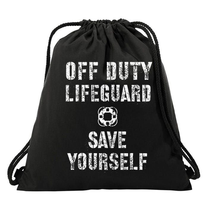 Save Yourself Lifeguard Swimming Pool Guard Off Duty Red Drawstring Bag