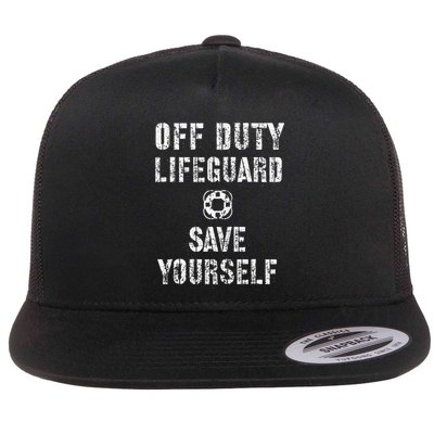 Save Yourself Lifeguard Swimming Pool Guard Off Duty Red Flatbill Hat