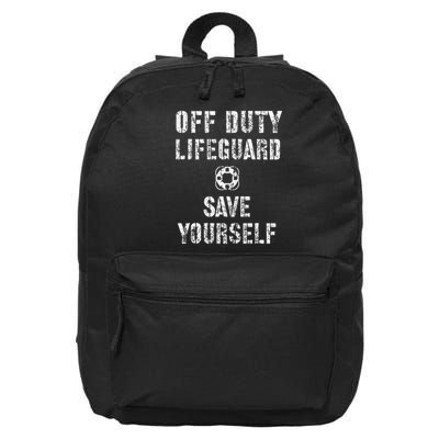 Save Yourself Lifeguard Swimming Pool Guard Off Duty Red 16 in Basic Backpack