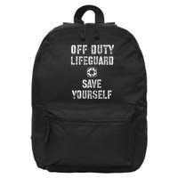 Save Yourself Lifeguard Swimming Pool Guard Off Duty Red 16 in Basic Backpack
