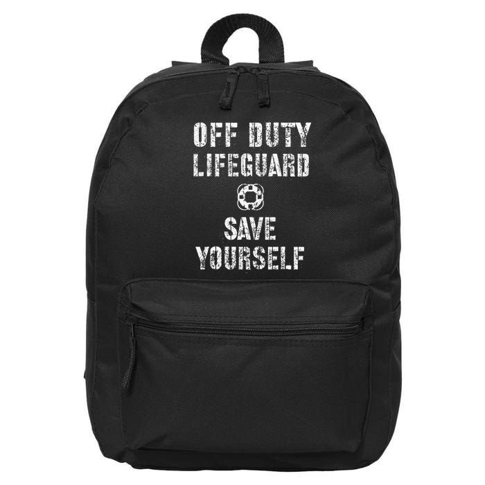 Save Yourself Lifeguard Swimming Pool Guard Off Duty Red 16 in Basic Backpack