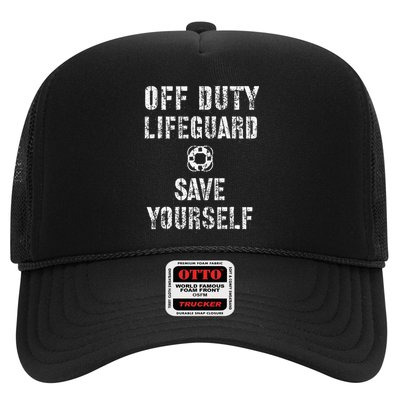 Save Yourself Lifeguard Swimming Pool Guard Off Duty Red Trucker Hat