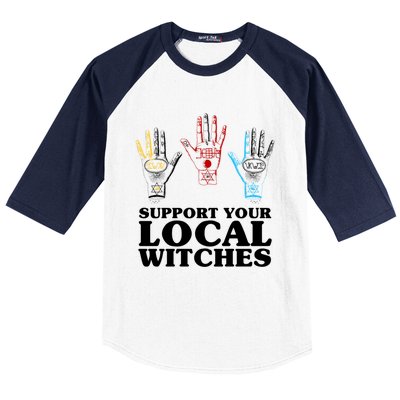 Support Your Local Witches (With Hand Illustration) Gift Baseball Sleeve Shirt