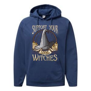 Support Your Local Witch! Funny Halloween Funny Gift Performance Fleece Hoodie