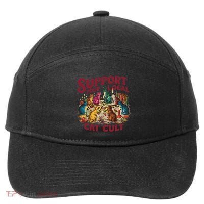 Support Your Local Cat Cult Retro Occult 7-Panel Snapback Hat