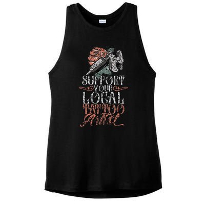 Support Your Local Tattoo Artist Art Job Ink Ladies PosiCharge Tri-Blend Wicking Tank