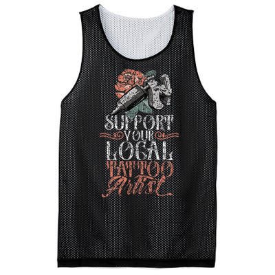 Support Your Local Tattoo Artist Art Job Ink Mesh Reversible Basketball Jersey Tank