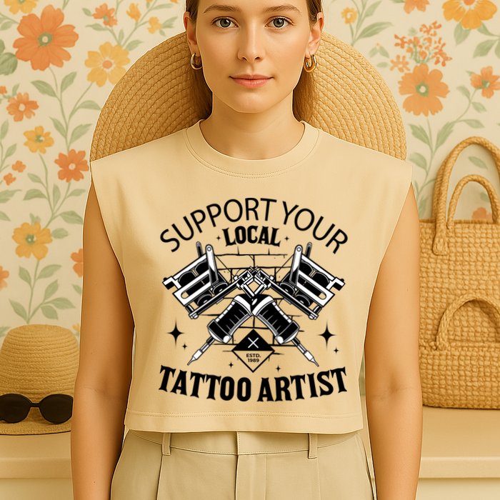 Support Your Local Tattoo Artist Garment-Dyed Women's Muscle Tee
