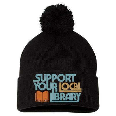 Support Your Local Library Pom Pom 12in Knit Beanie