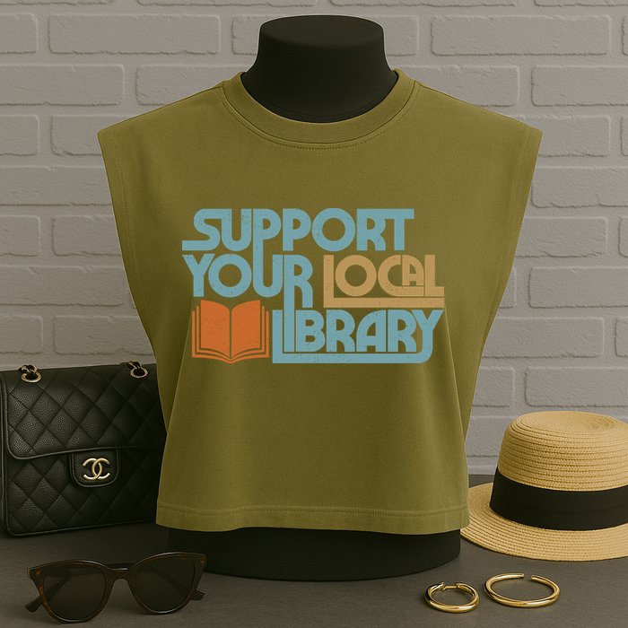 Support Your Local Library Garment-Dyed Women's Muscle Tee