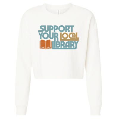 Support Your Local Library Cropped Pullover Crew